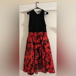 Black and red floral gown